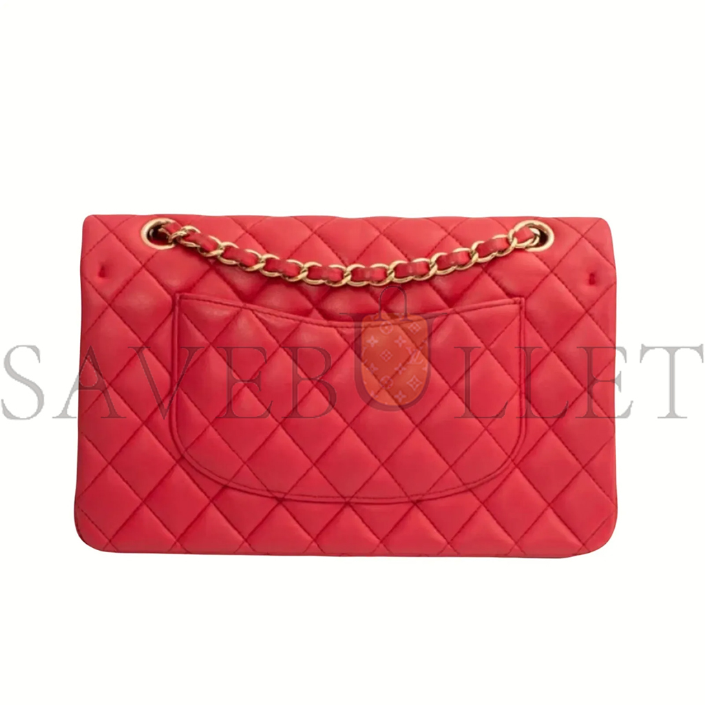 Ch*el medium quilted red lambskin  classic double flap bag (25*15*6cm)